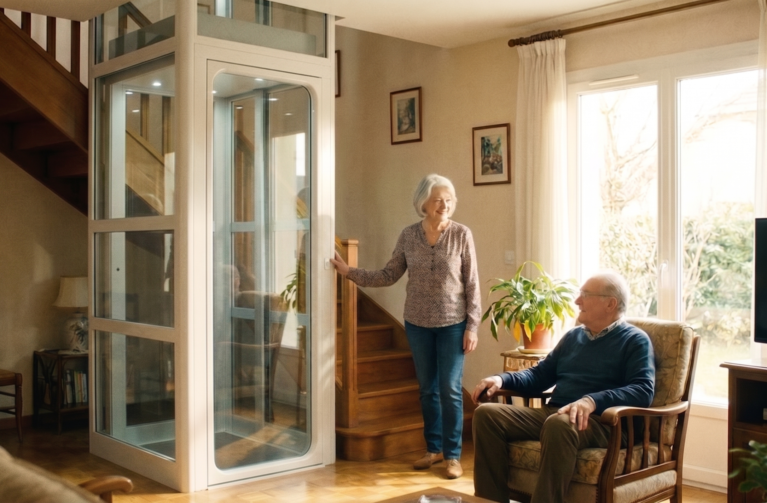 Ascenseur de maison moderne installé dans un intérieur élégant